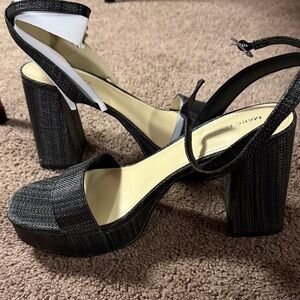 Marc Fisher Black Woven Platform Sandals